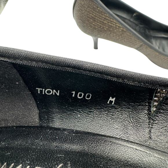 Donald J Pliner Tion Black Leather Gold Detail Perforated Pointed High Heel Pump - Picture 10 of 11